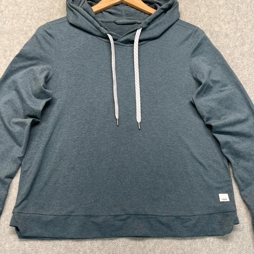 Vuori Mens Halo Essential Pullover Hoodie Teal Green Long Sleeve Performance M